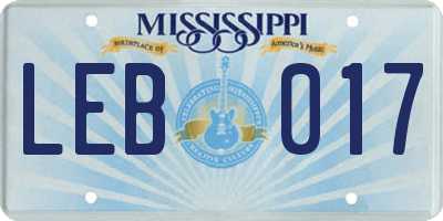 MS license plate LEB017