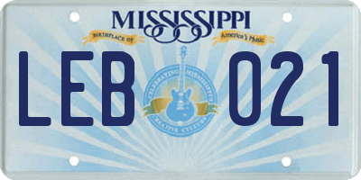 MS license plate LEB021