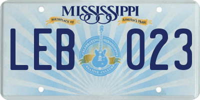 MS license plate LEB023