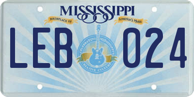 MS license plate LEB024