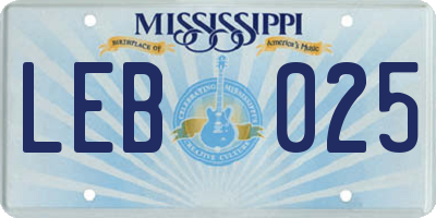 MS license plate LEB025