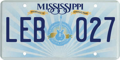 MS license plate LEB027