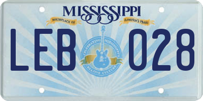 MS license plate LEB028