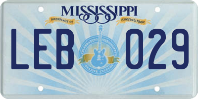 MS license plate LEB029