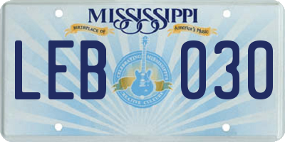 MS license plate LEB030
