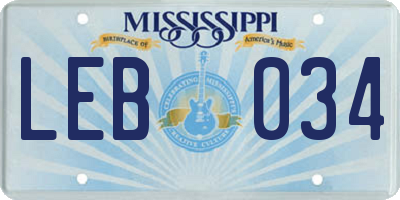 MS license plate LEB034