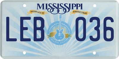 MS license plate LEB036