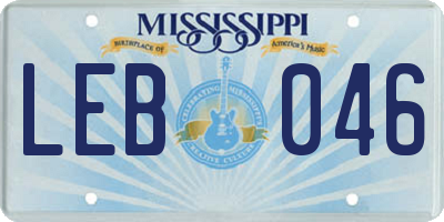 MS license plate LEB046