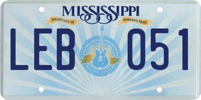 MS license plate LEB051