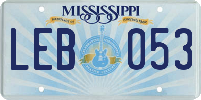 MS license plate LEB053