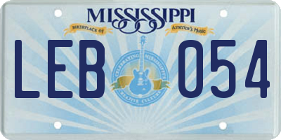 MS license plate LEB054