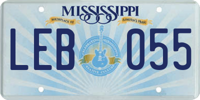 MS license plate LEB055
