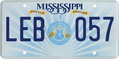 MS license plate LEB057