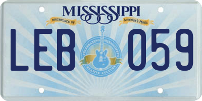 MS license plate LEB059