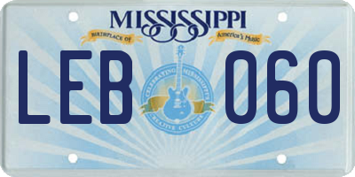 MS license plate LEB060