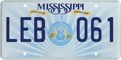 MS license plate LEB061
