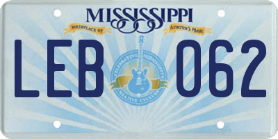 MS license plate LEB062