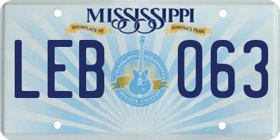 MS license plate LEB063