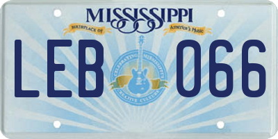MS license plate LEB066