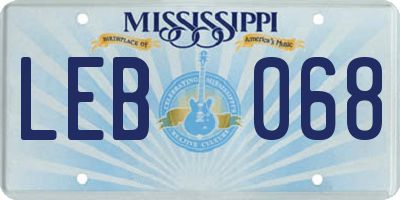 MS license plate LEB068