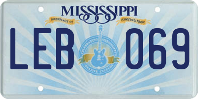 MS license plate LEB069