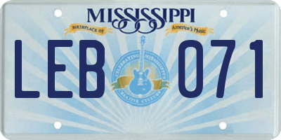 MS license plate LEB071