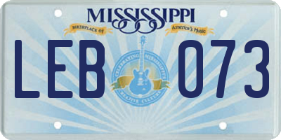 MS license plate LEB073