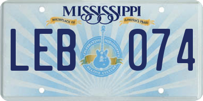 MS license plate LEB074