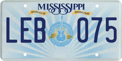 MS license plate LEB075