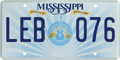 MS license plate LEB076