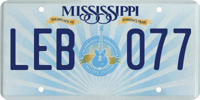 MS license plate LEB077