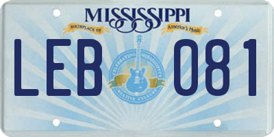 MS license plate LEB081
