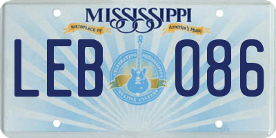 MS license plate LEB086