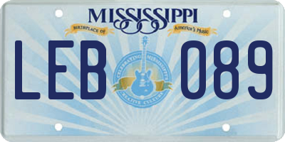 MS license plate LEB089