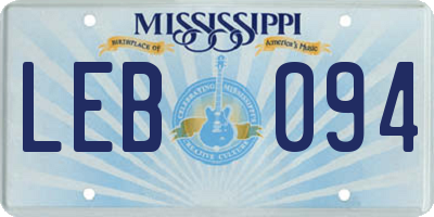MS license plate LEB094