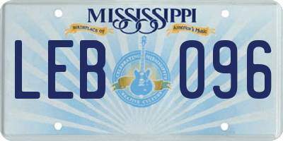 MS license plate LEB096