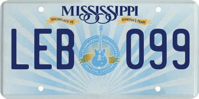 MS license plate LEB099