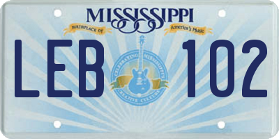 MS license plate LEB102