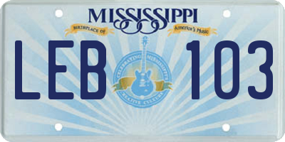 MS license plate LEB103