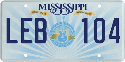 MS license plate LEB104