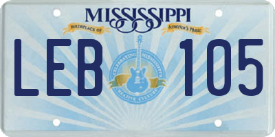 MS license plate LEB105