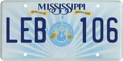 MS license plate LEB106