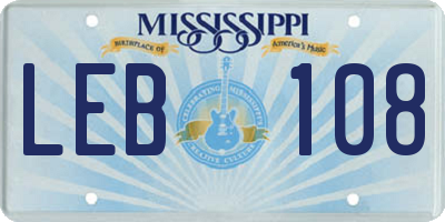 MS license plate LEB108