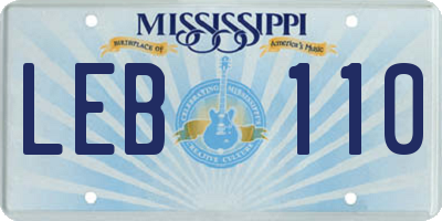 MS license plate LEB110
