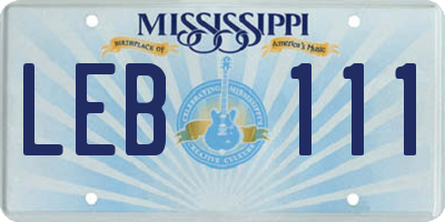 MS license plate LEB111