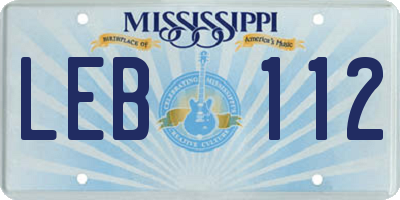 MS license plate LEB112