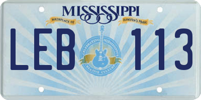 MS license plate LEB113