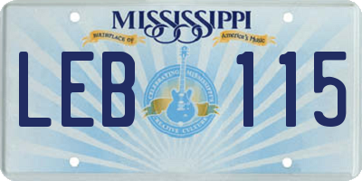 MS license plate LEB115