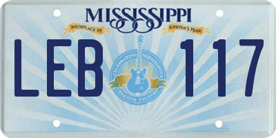 MS license plate LEB117