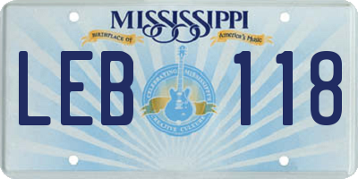 MS license plate LEB118